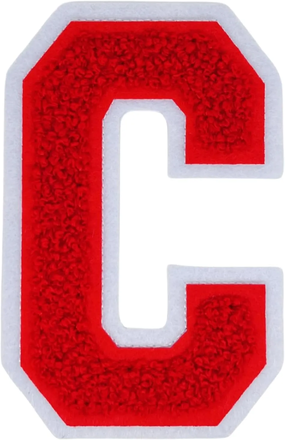 1 PCS 4.0" Red Chenille Letter Patch, Iron on Patches for Hats Clothes Bags Backpacks Jeans, Initial Patches Large Varsity Letter. (Letter C)