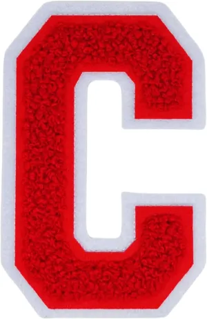 1 PCS 4.0" Red Chenille Letter Patch, Iron on Patches for Hats Clothes Bags Backpacks Jeans, Initial Patches Large Varsity Letter. (Letter C)