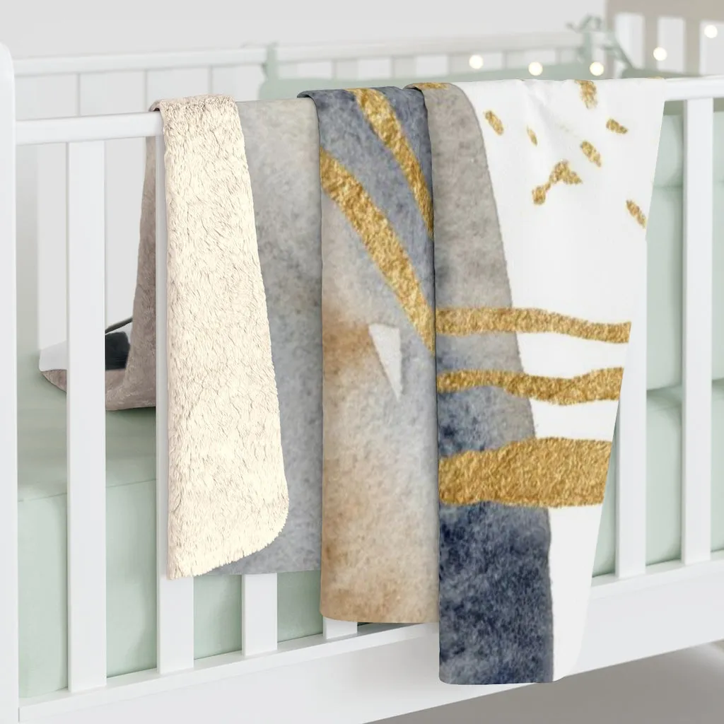 Abstract Comfy Blanket | Beige Gold Blue
