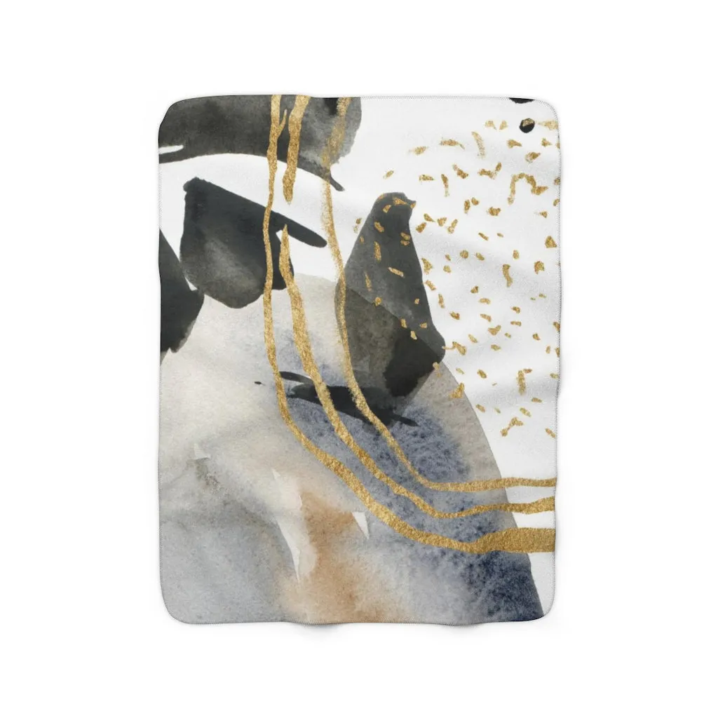 Abstract Comfy Blanket | Beige Gold Blue