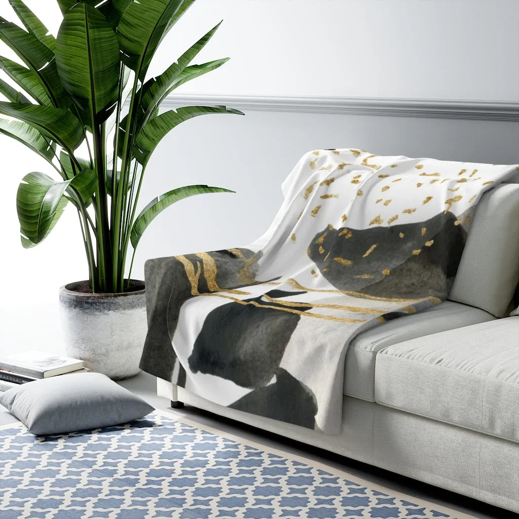 Abstract Comfy Blanket | Beige Gold Blue