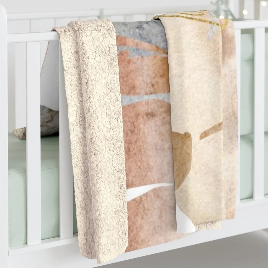 Abstract Comfy Blanket | Butterfly Earthy Beige Blue