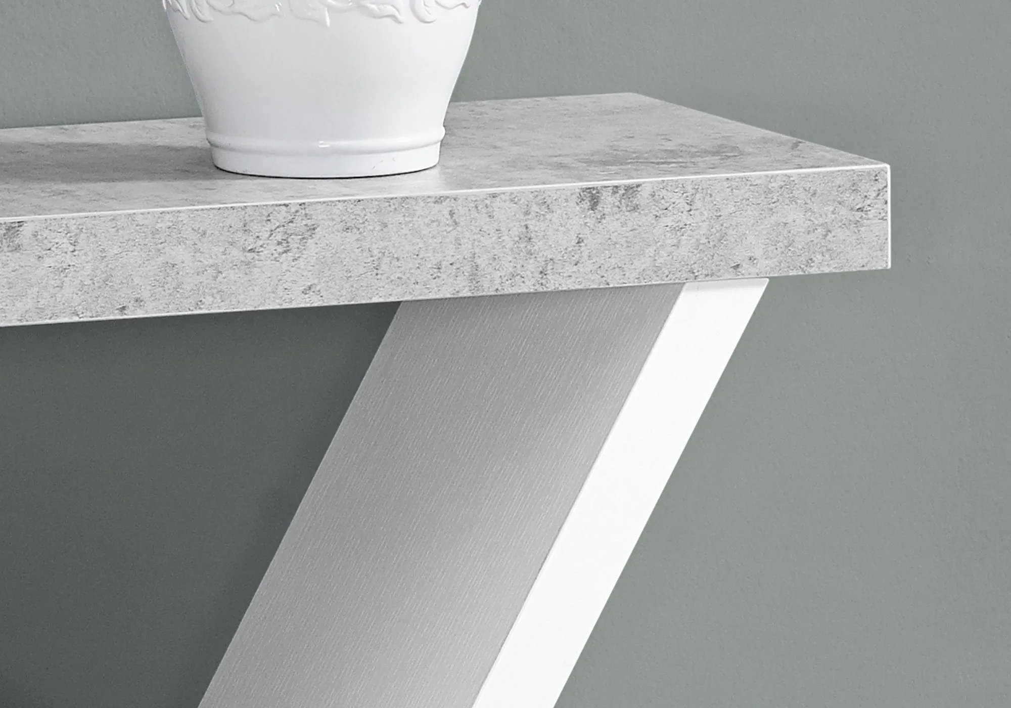Accent Table - 36"L / White / Cement-Look Hall Console