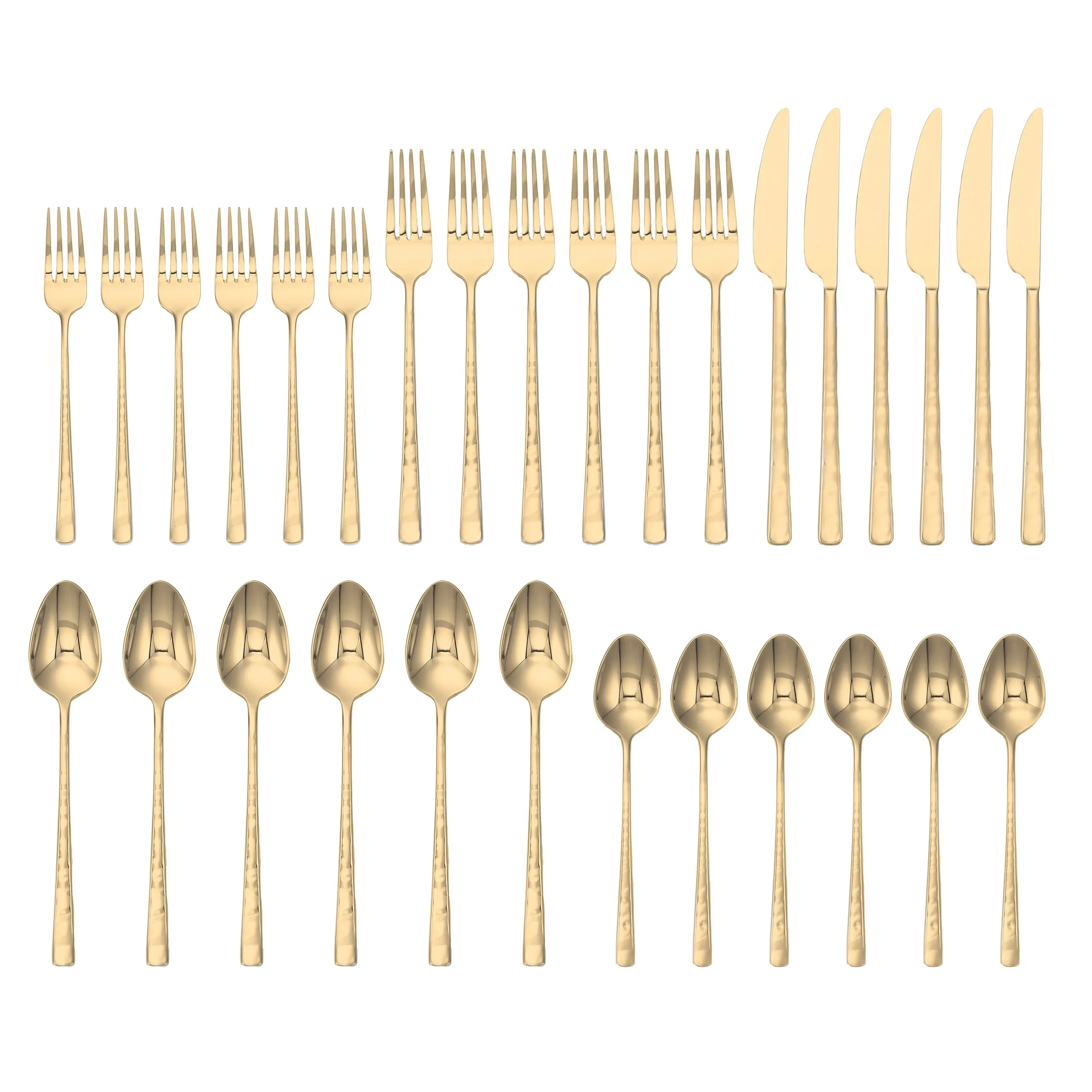 Almada Gold Mirror Hammered 30-Piece Set