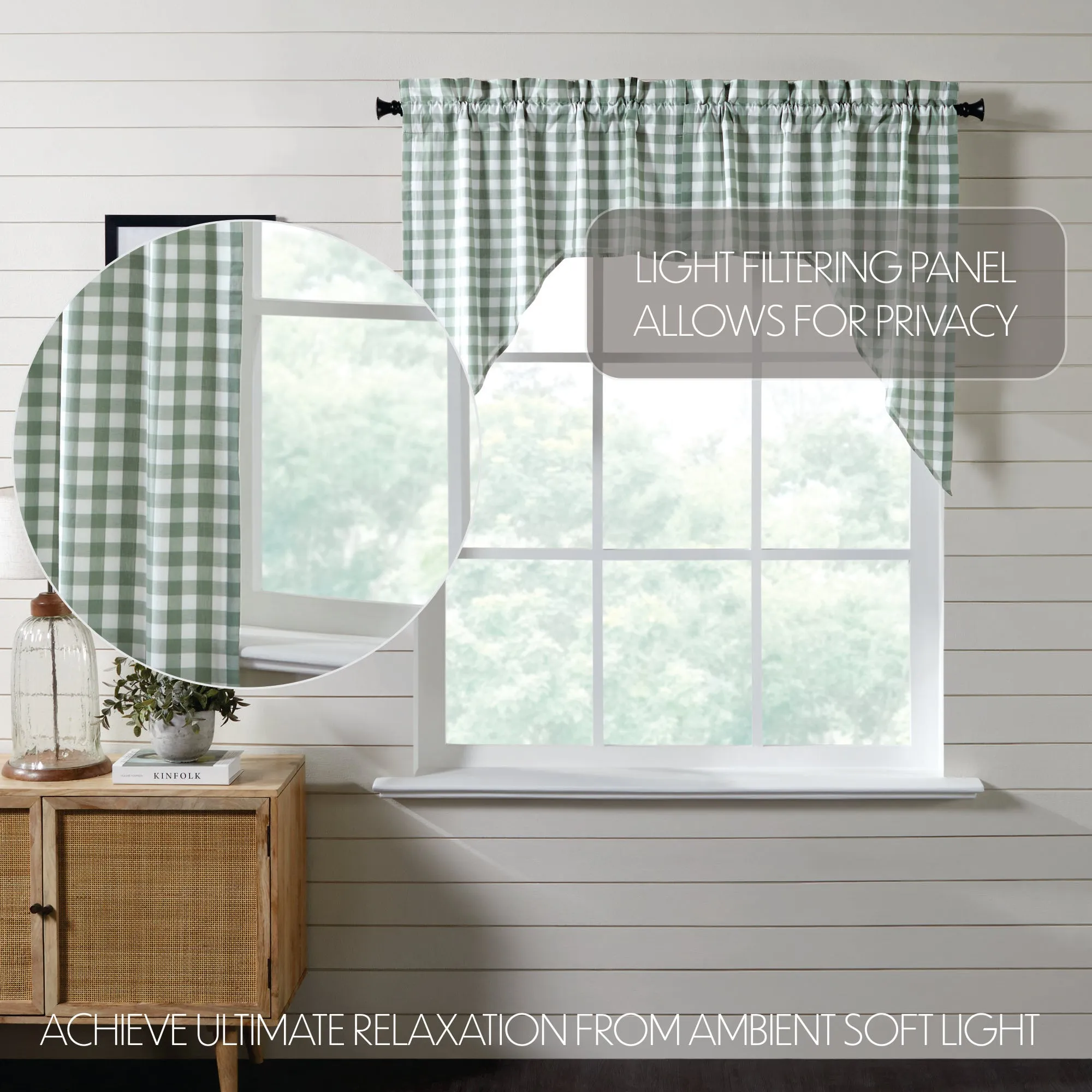 Annie Buffalo Green Check Swag Set of 2 36x36x16