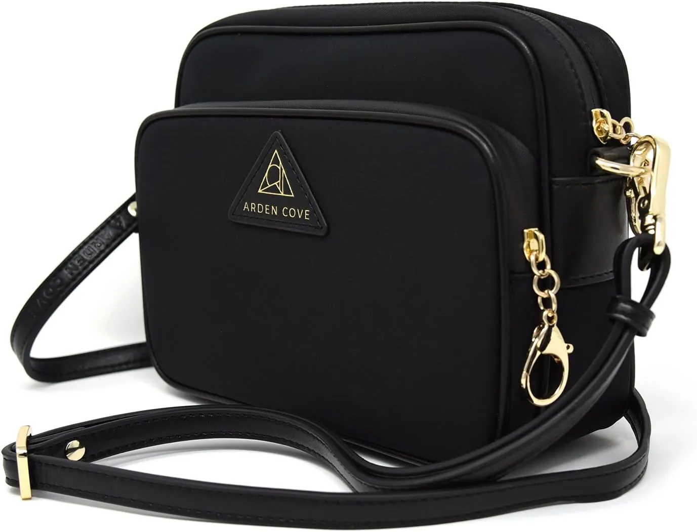 Anti-Theft Waterproof Full Cross-Body Bag with Adjustable Faux Leather Strap with Classic Hardware