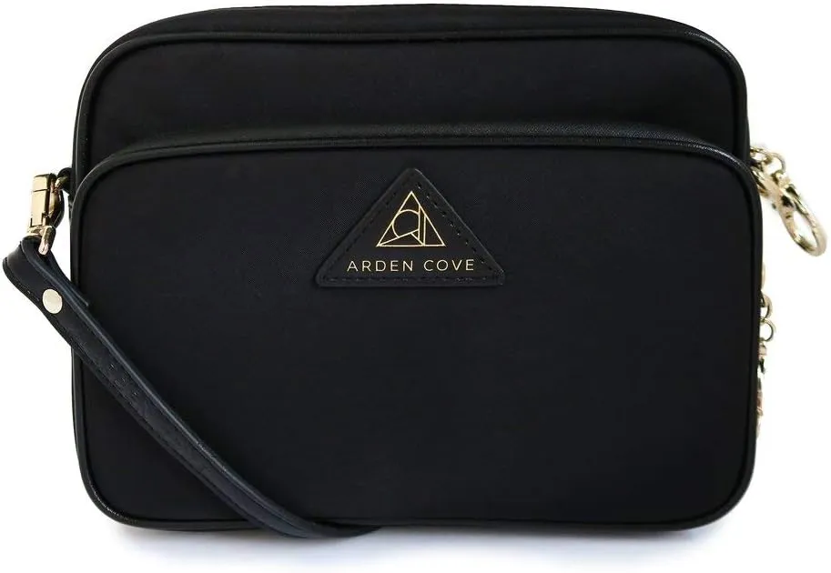 Anti-Theft Waterproof Full Cross-Body Bag with Adjustable Faux Leather Strap with Classic Hardware