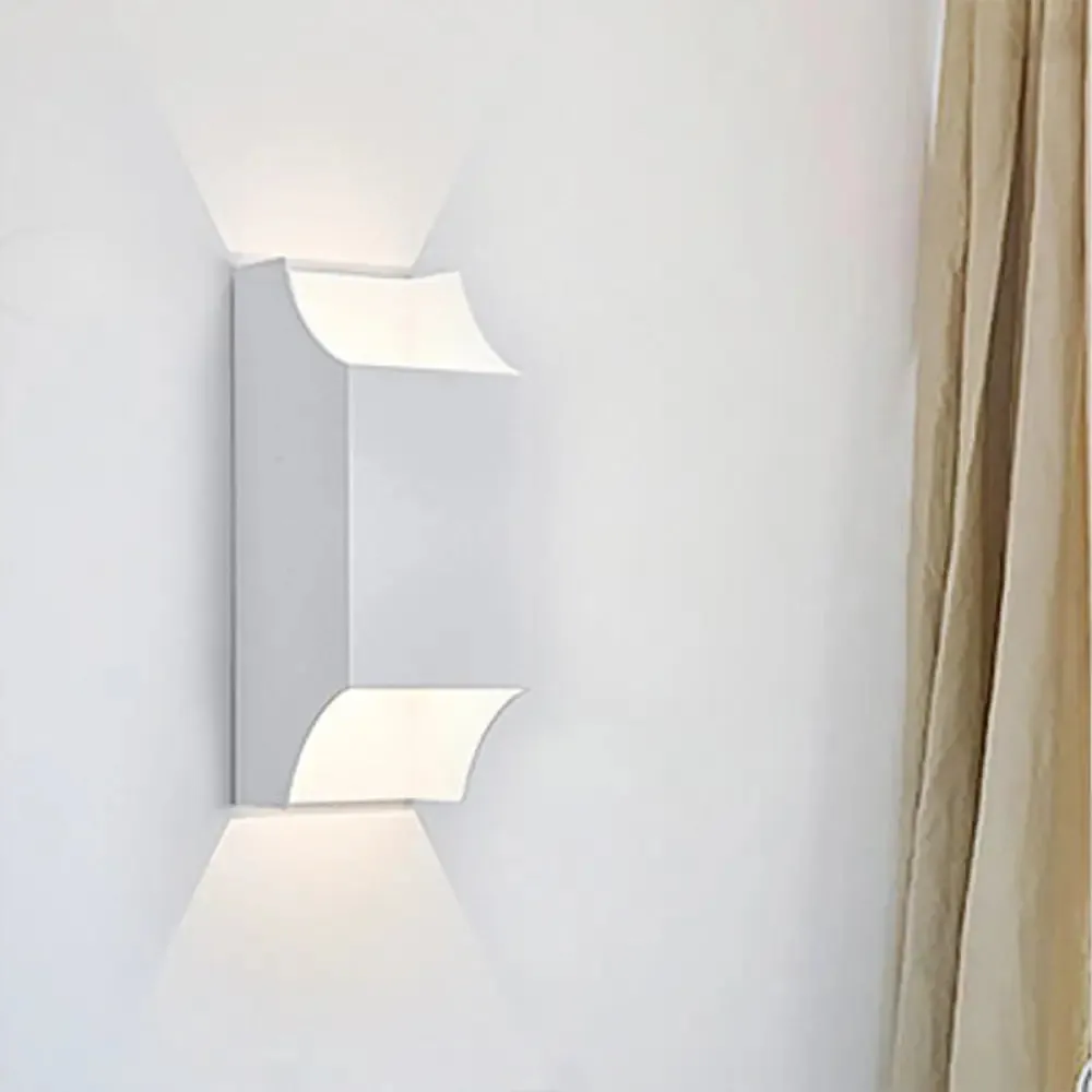 Bedroom Up and Down LED Wall Sconce - 1 Light with Geometric Metal Shade - Black/Grey/White