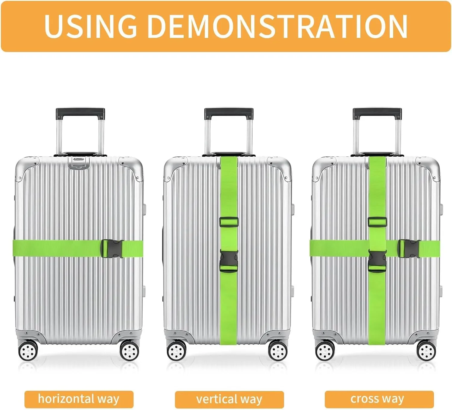 BILIONE 4 Pack Luggage Straps 79" Long Belts Keep Suitcase Secure While Traveling, TSA Approved Add a Bag Premium Accessory for Travel Bag Closure (Blue Orange Rose Pink Green)