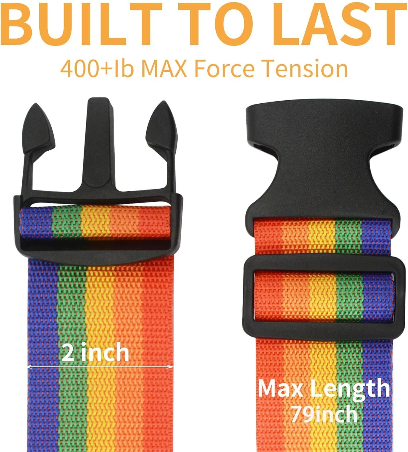 BILIONE 4 Pack Luggage Straps 79" Long Belts Keep Suitcase Secure While Traveling, TSA Approved Add a Bag Premium Accessory for Travel Bag Closure (Blue Orange Rose Pink Green)