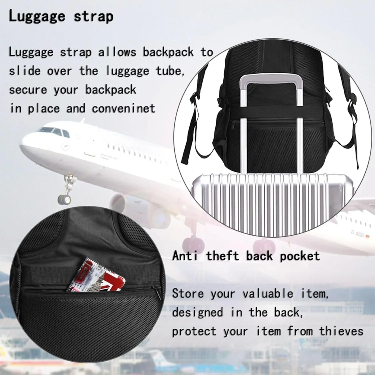 Black and White Checkered Race Flag Travel Backpack Laptop Backpacks Business Rucksack Outdoor Daypack Large Sport Bag with Luggage Strap USB Charging Port for Hiking Working