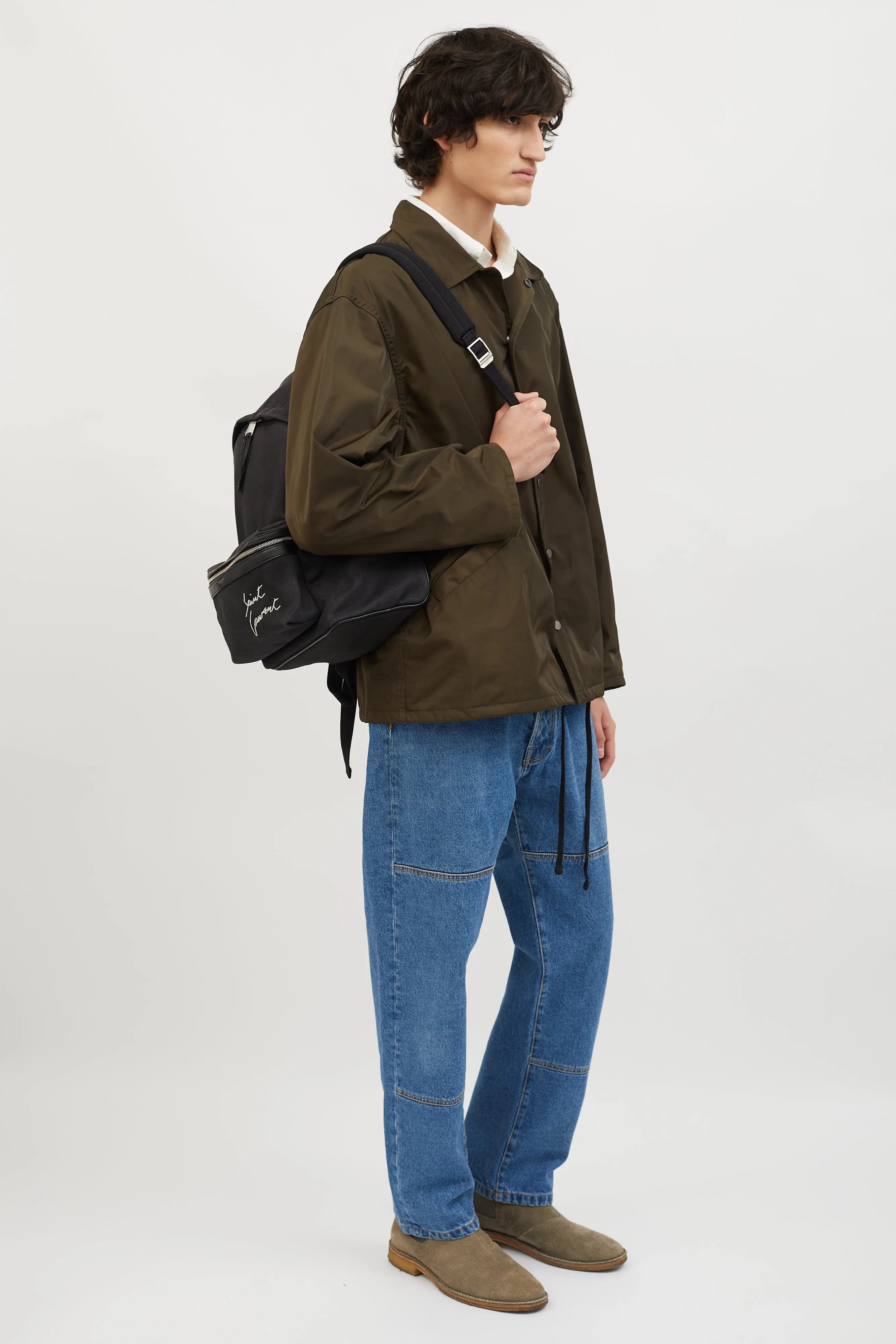 Black Canvas Embroidered City Backpack