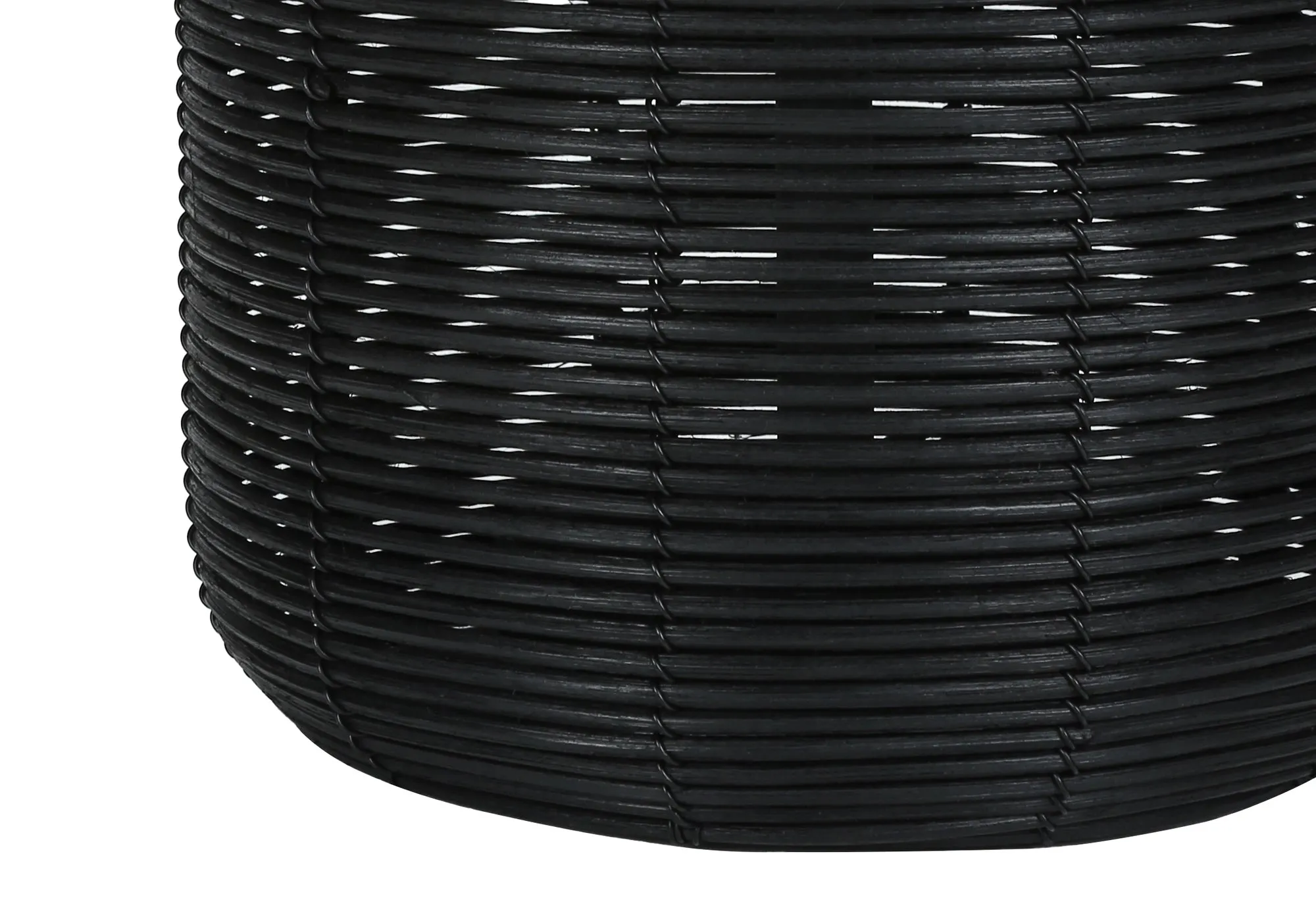 Black Rattan Table Lamp - Modern Lighting, 23"H, Ivory/Cream Shade
