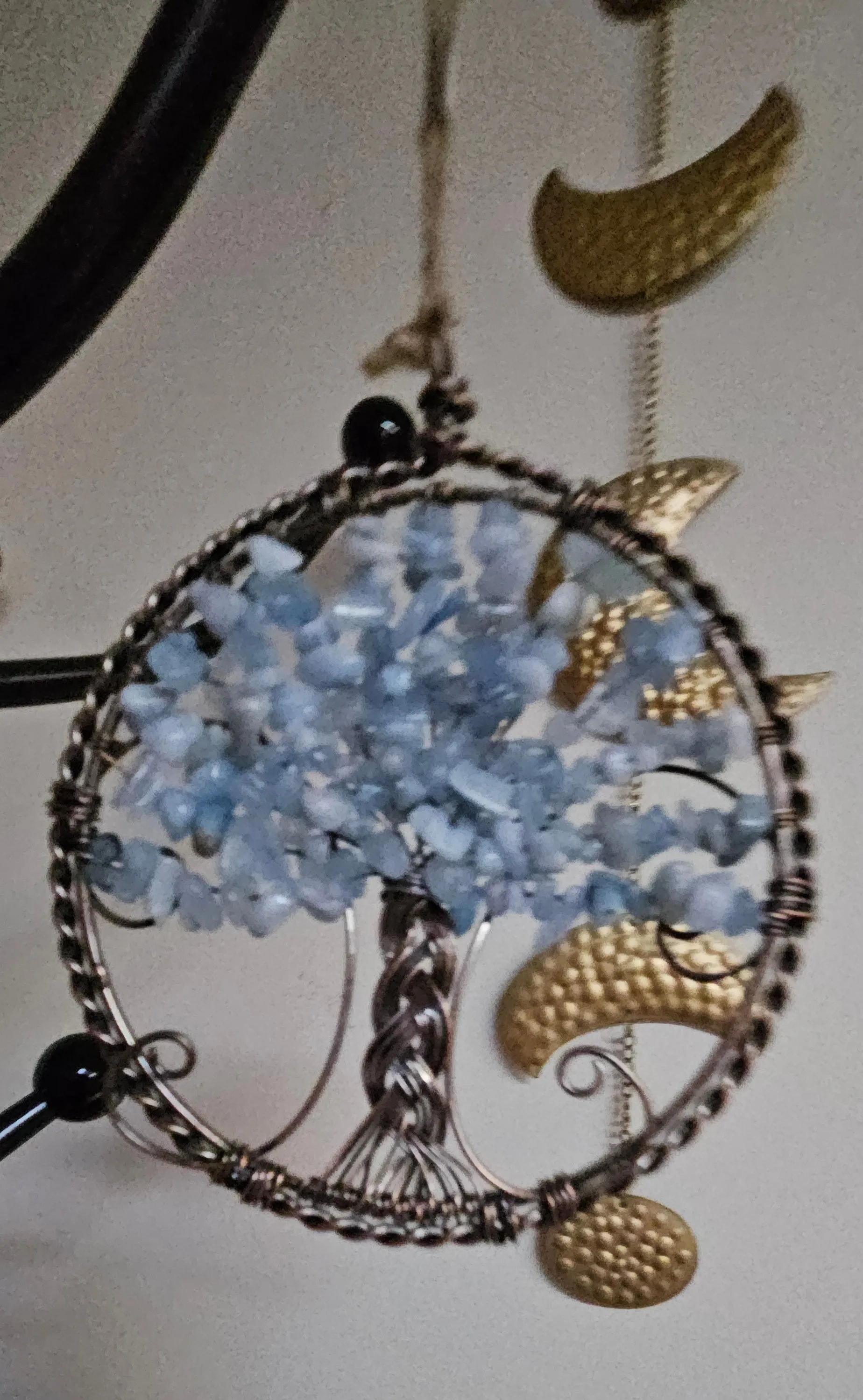 Blue Aventurine Tree of Life Crystal & Wire Suncatcher 4"