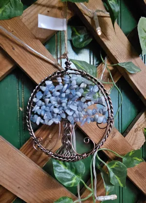 Blue Aventurine Tree of Life Crystal & Wire Suncatcher 4"
