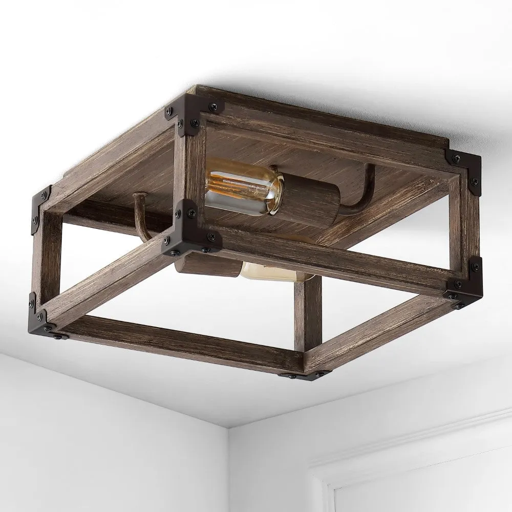 Breakneck 11.5" 2-Light Iron Rustic Farmhouse LED Flush Mount