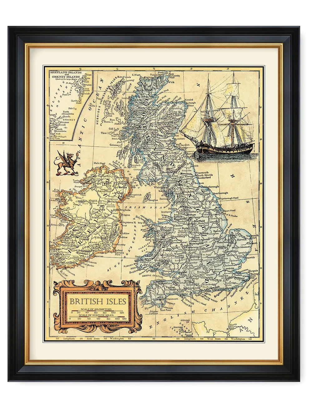 British Isles Map, Ancient Map.