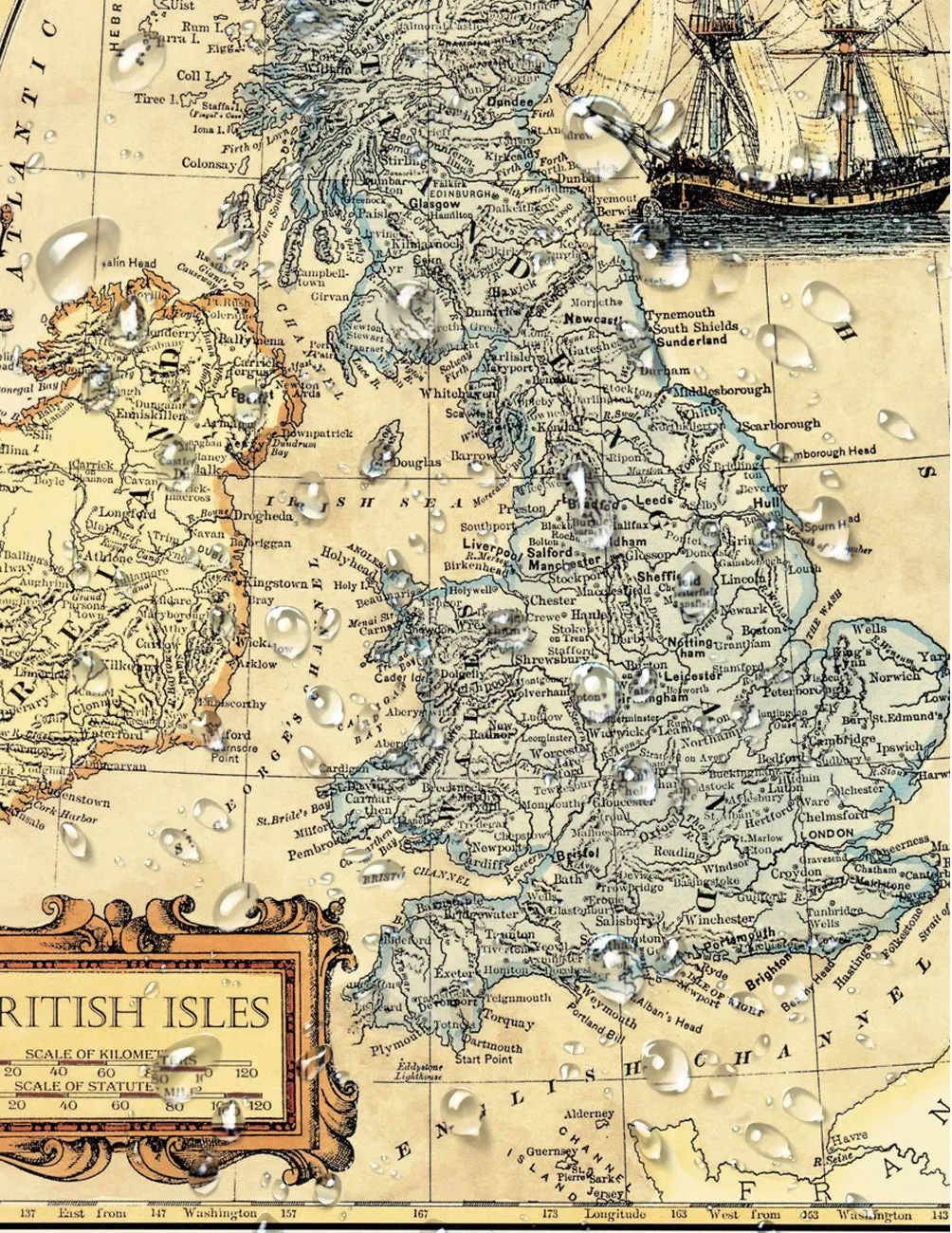 British Isles Map, Ancient Map.