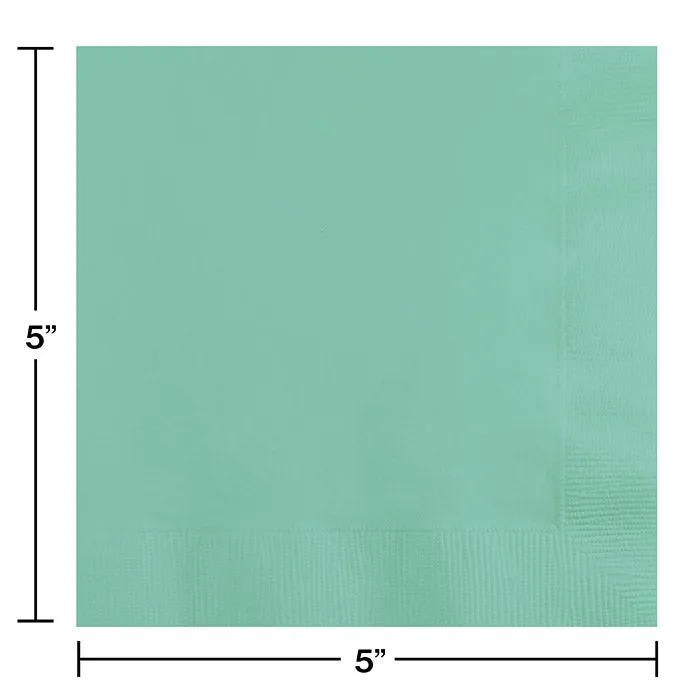 Bulk Pack of 100 Fresh Mint Beverage Napkins 2Ply
