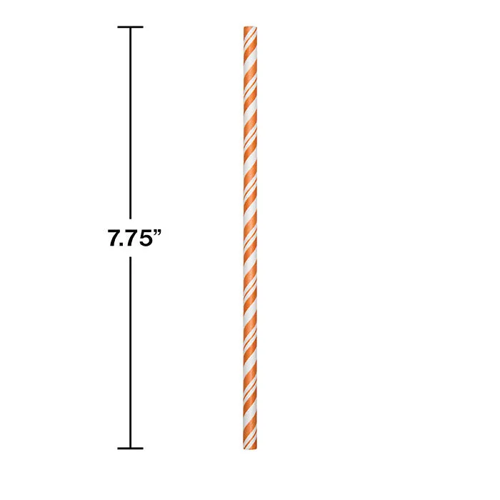 Bulk Sunkissed Orange and White Striped Flex Paper Straws (144 per Case)