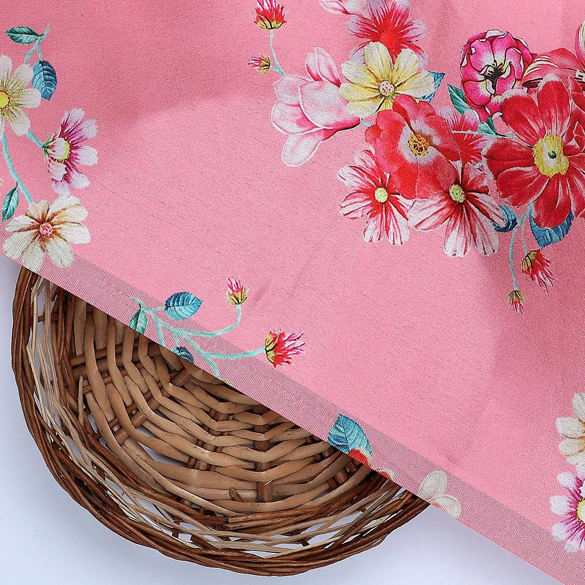 Calico Colorful Flower Digital Printed Fabric - Japan Satin