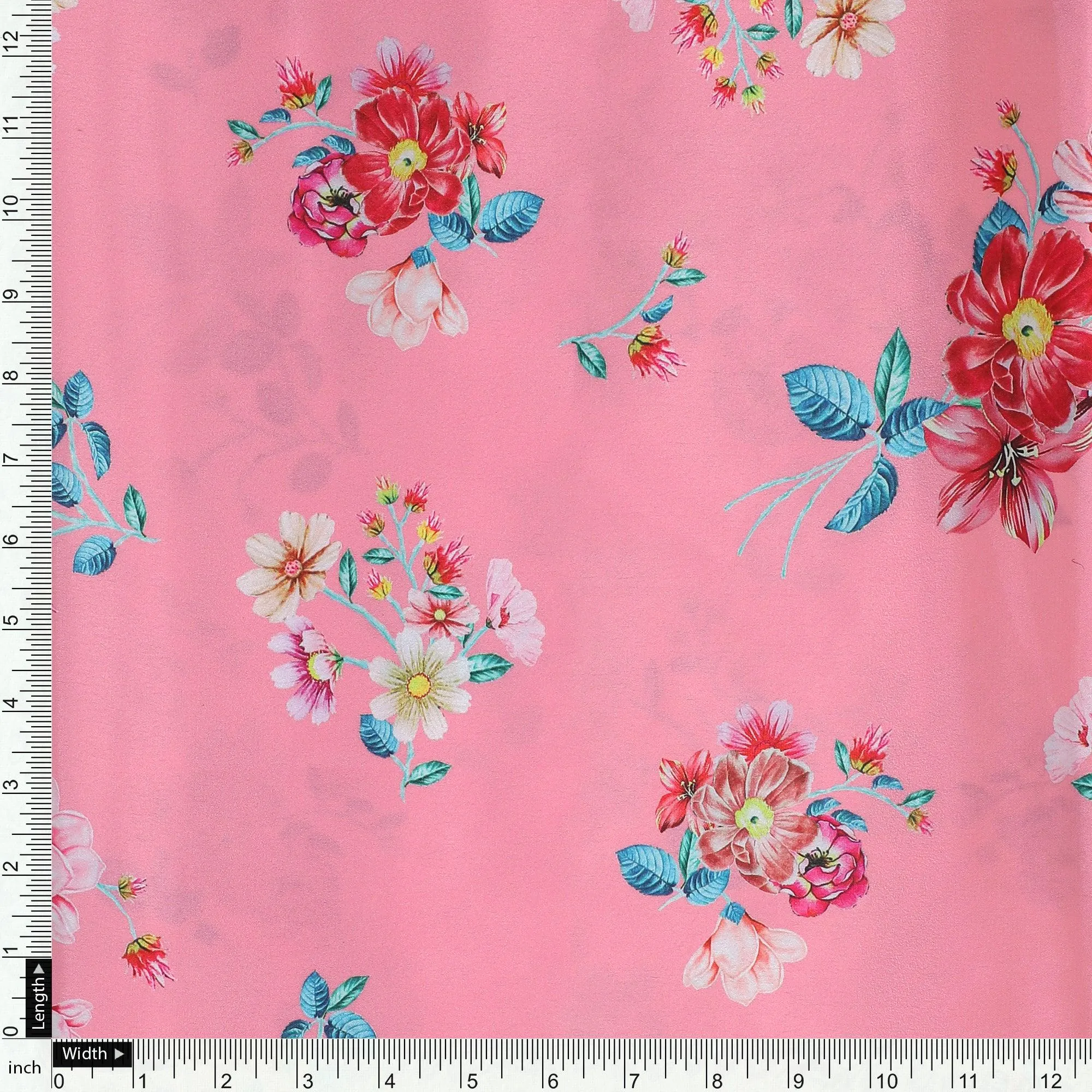 Calico Colorful Flower Digital Printed Fabric - Japan Satin