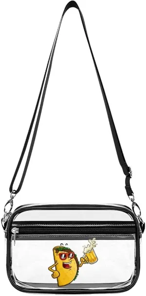 Cheerful Taco with Beer Fashion Shoulder Bag PVC Transparent Women Crossbody Bags Cute Handbag Cosmetic Bag