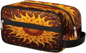 Cosmetic Bag for Women & Men, Portable Travel Makeup Organizer Toiletry Bag, Large Zipper Make Up Case for Travel Accessories, Art Sunflower Floral Pattern