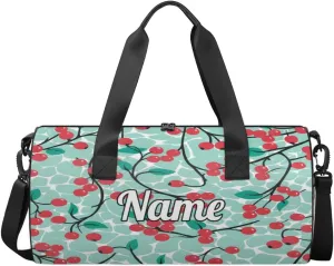 Custom Dance Duffel Bag Sport Backpacks Gyms and Weekend Overnight Travel Duffle Bag Birthday Christmas Halloween Waterproof, Fruits Berries Pattern