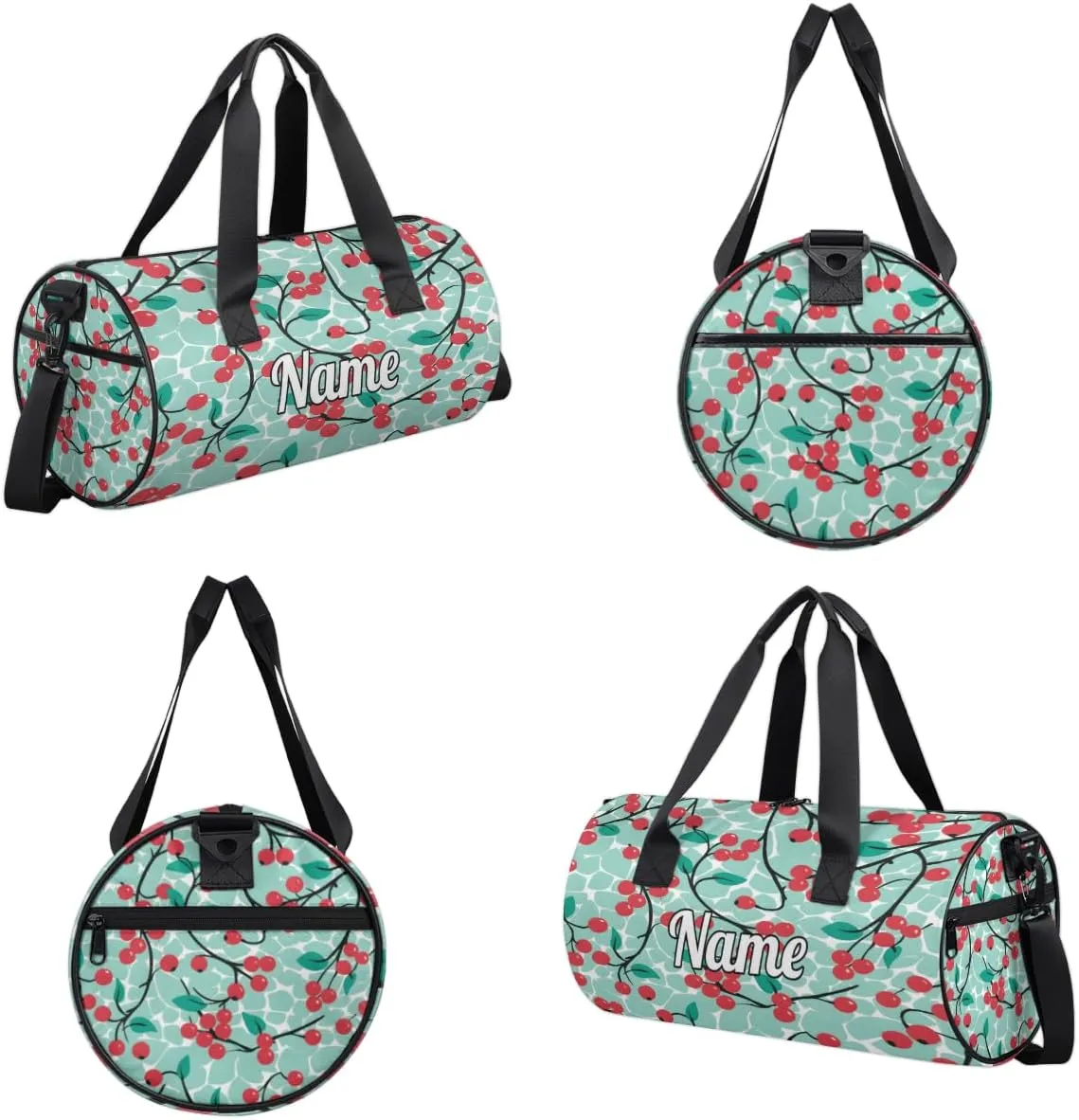 Custom Dance Duffel Bag Sport Backpacks Gyms and Weekend Overnight Travel Duffle Bag Birthday Christmas Halloween Waterproof, Fruits Berries Pattern