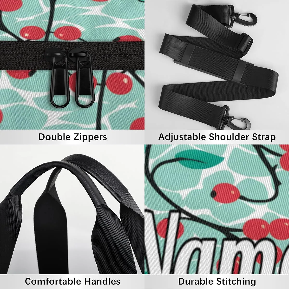 Custom Dance Duffel Bag Sport Backpacks Gyms and Weekend Overnight Travel Duffle Bag Birthday Christmas Halloween Waterproof, Fruits Berries Pattern