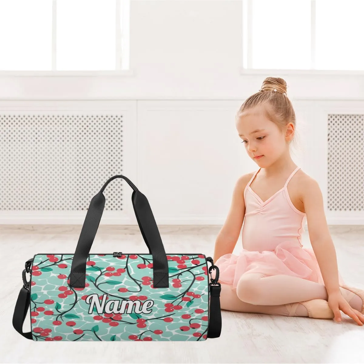 Custom Dance Duffel Bag Sport Backpacks Gyms and Weekend Overnight Travel Duffle Bag Birthday Christmas Halloween Waterproof, Fruits Berries Pattern
