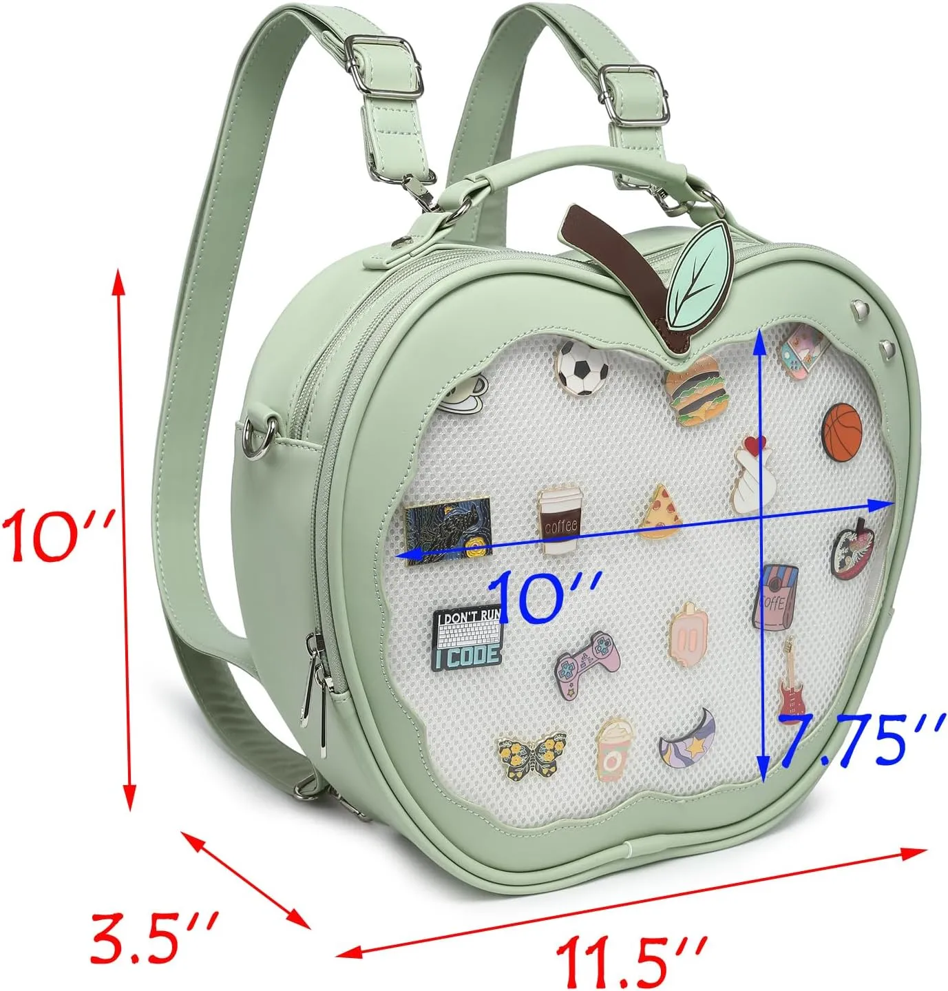 Cute Red Apple Ita Bag Kawaii Pin Display Purse Backpack Crossbody Shoulder Bag