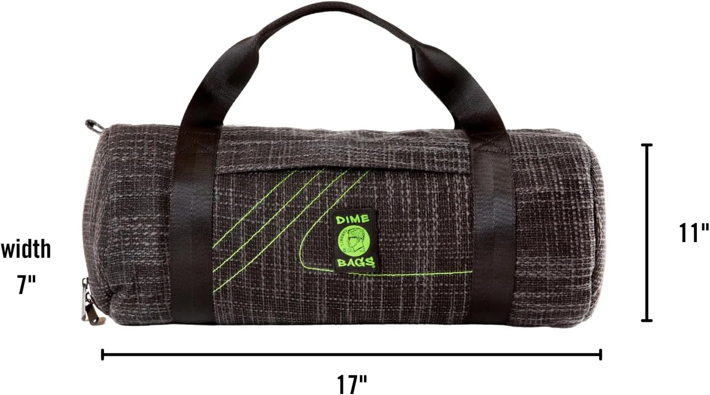 Dime Bags Padded Duffle Tube, Hemp Gear Bag with Heavy Padding for Glass, Electronics, Travel & Storage, With Exterior/Interior Pockets & Durable Handles (Forest, 17 Inch)