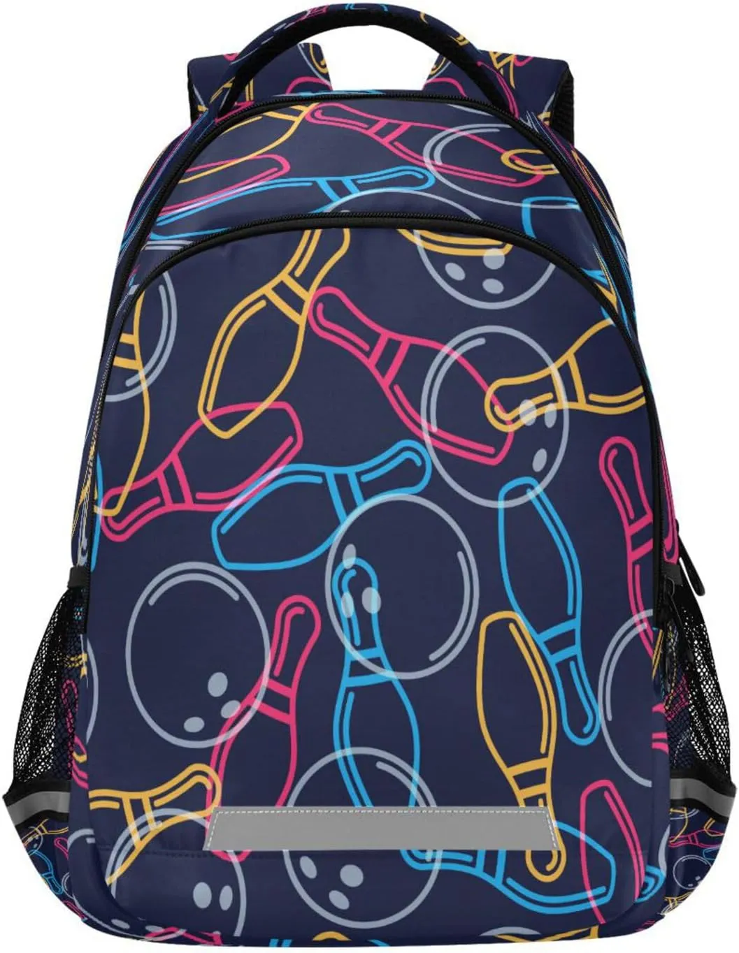Dussdil Rainbow Bowling Ball Kid's Backpack Backpacks for Boys Girls, 16 inch Casual Daypack Back Pack Laptop Bag Double Zipper Travel Bags with Adjustable Shoulder Strap