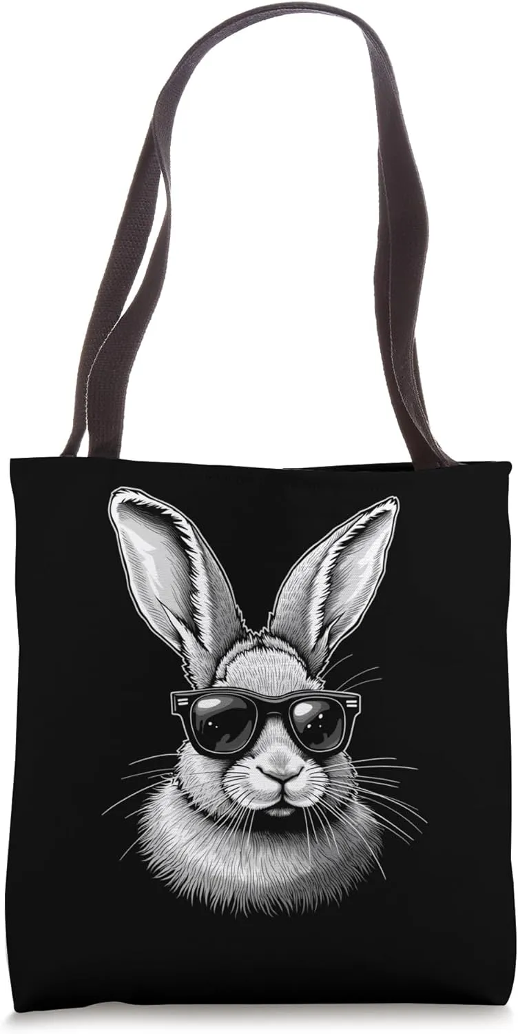 Easter Monochrome Rabbit Tote Bag