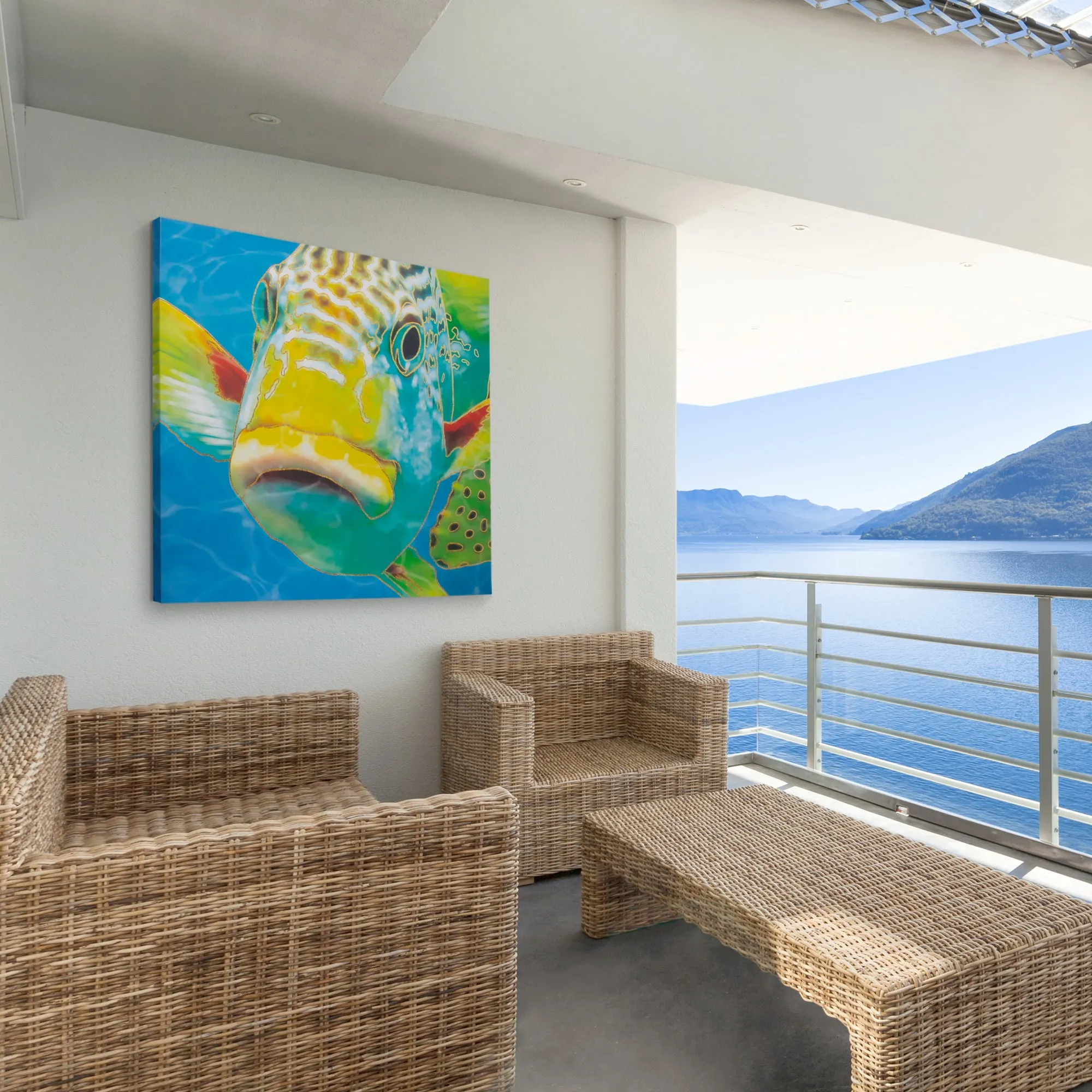 Fish Lips Outdoor Canvas Art Print - 35x35