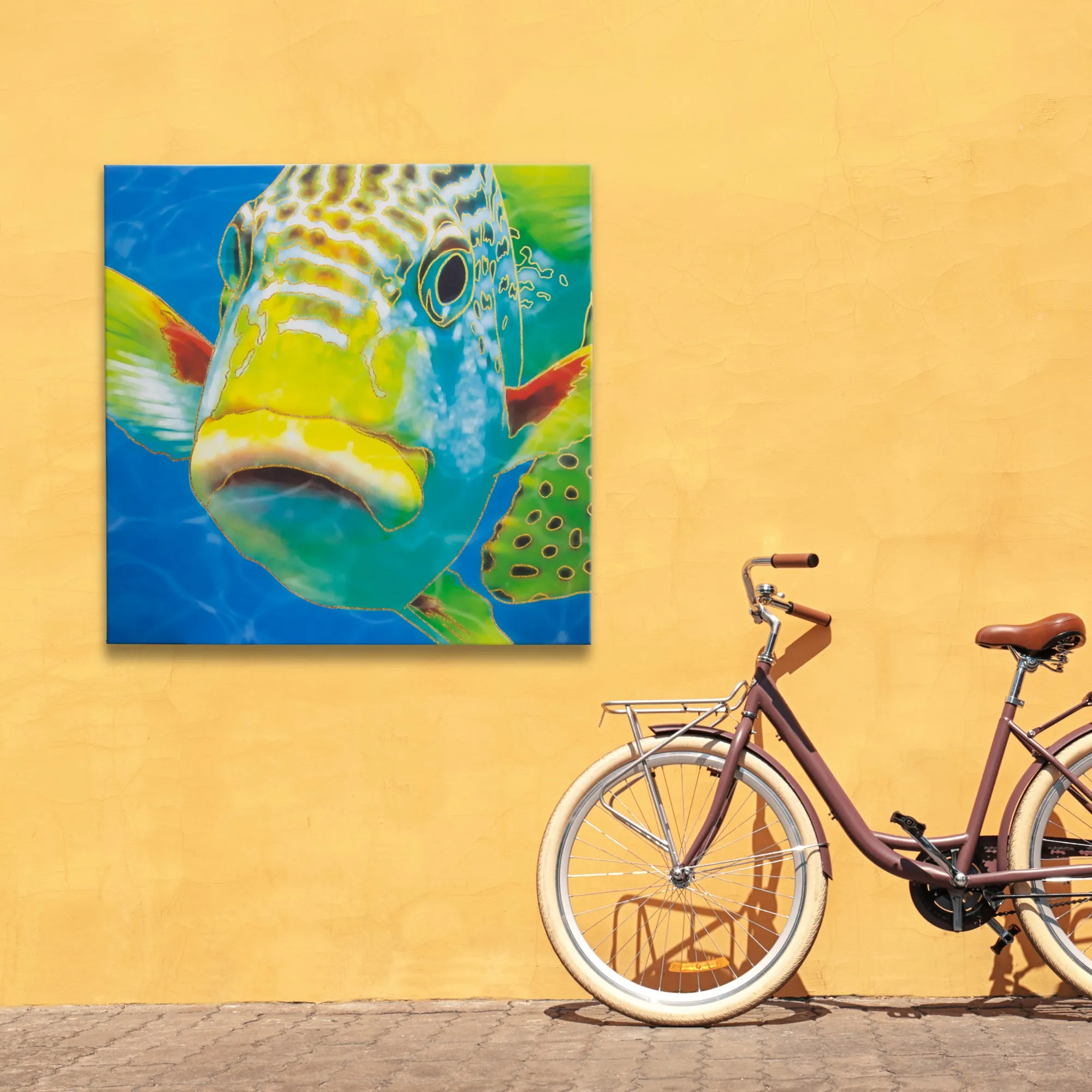 Fish Lips Outdoor Canvas Art Print - 35x35