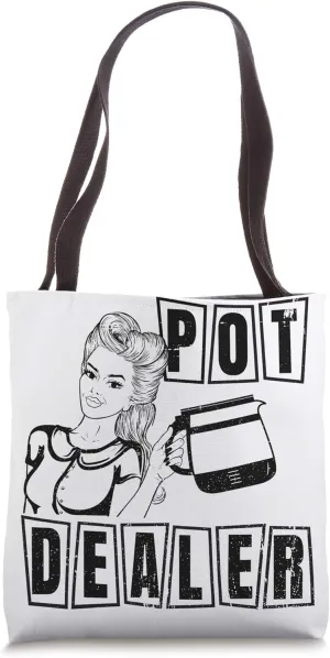 Funny Diner Waitress Retro Server Coffee Pot Dealer Tote Bag