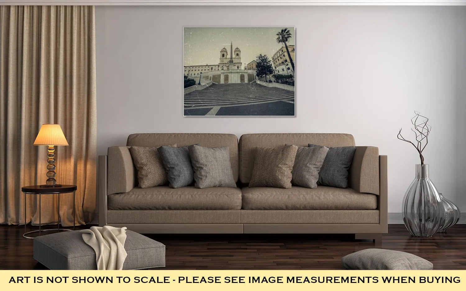 Gallery Wrapped Canvas, Old Photo In Vintage Style With Spanish Steps From Piazza Di Spa