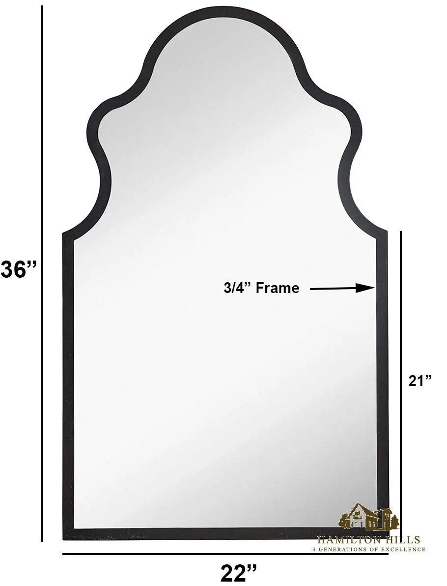 Hamilton Hills Arched Mirror Black Framed Wall Mirror with Queen Anne Design 22" x 36"