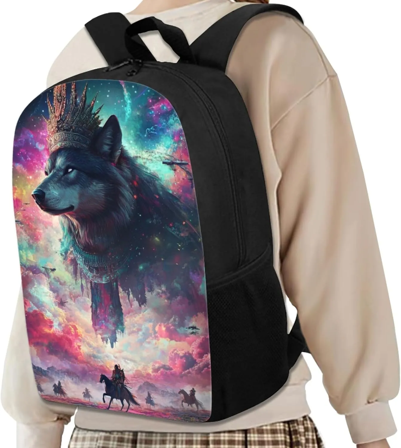 Hawapod Indian Wolf Bookbag For Preschool Youth Cartoon 3D Printed Large Capacity School Boys School Backpack