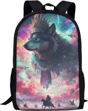 Hawapod Indian Wolf Bookbag For Preschool Youth Cartoon 3D Printed Large Capacity School Boys School Backpack
