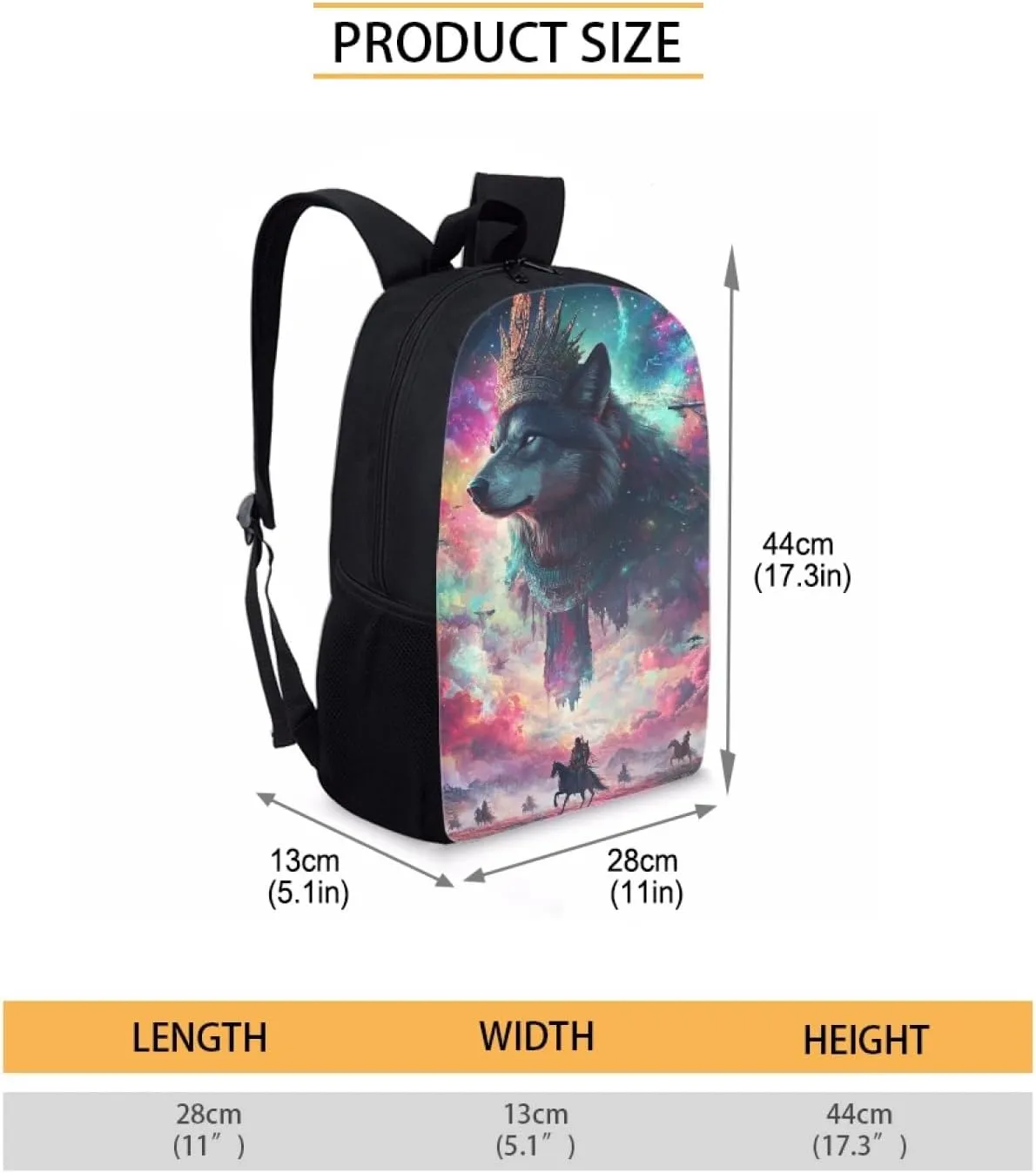 Hawapod Indian Wolf Bookbag For Preschool Youth Cartoon 3D Printed Large Capacity School Boys School Backpack