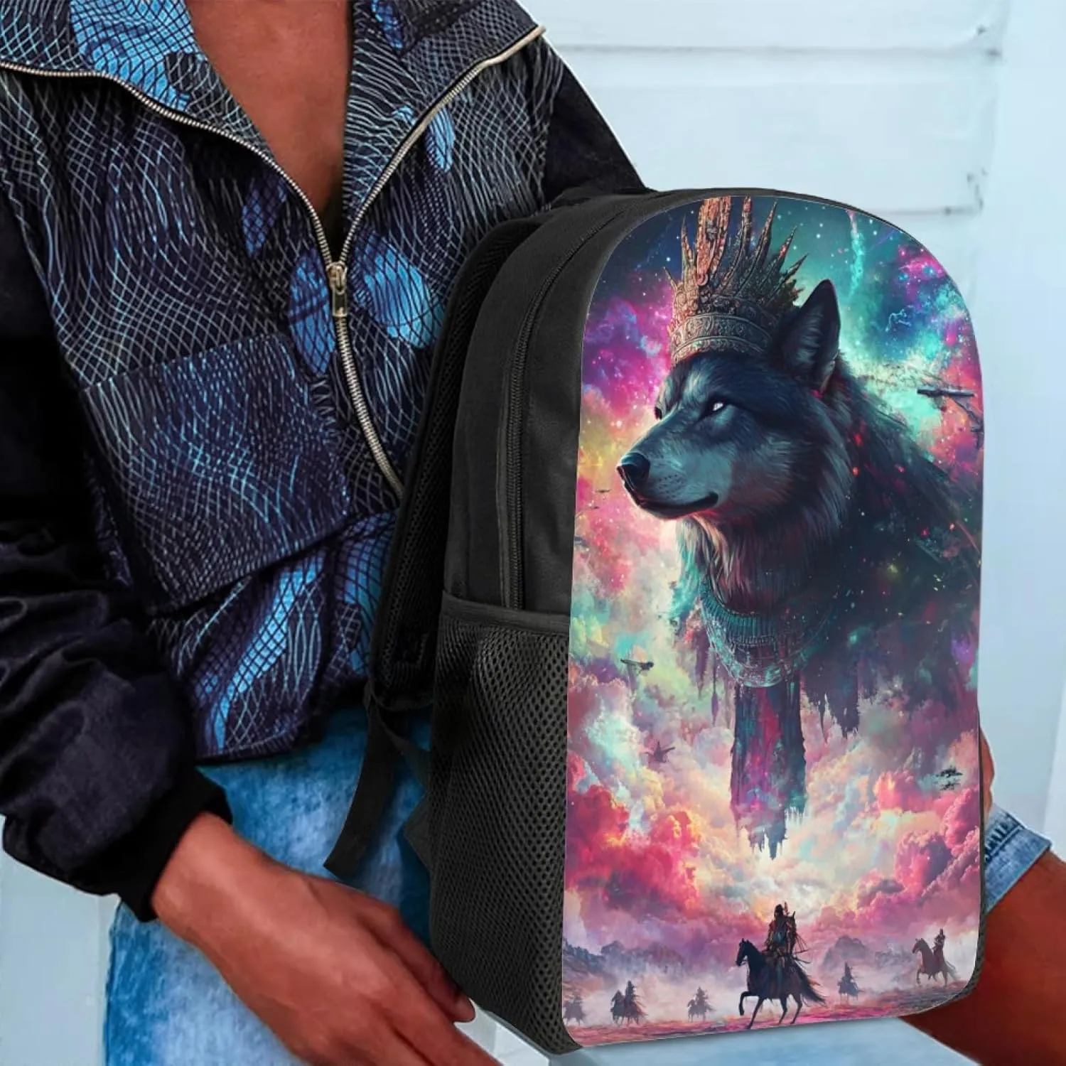 Hawapod Indian Wolf Bookbag For Preschool Youth Cartoon 3D Printed Large Capacity School Boys School Backpack