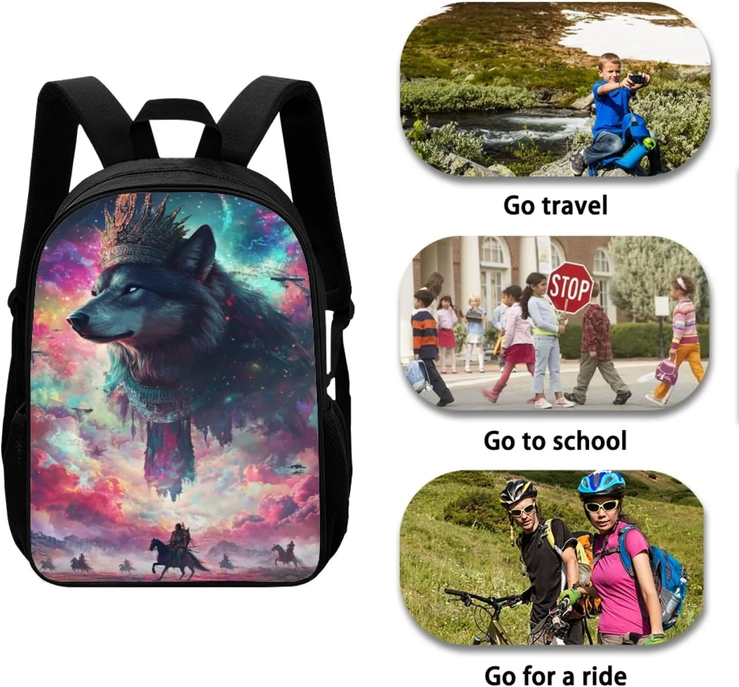 Hawapod Indian Wolf Bookbag For Preschool Youth Cartoon 3D Printed Large Capacity School Boys School Backpack