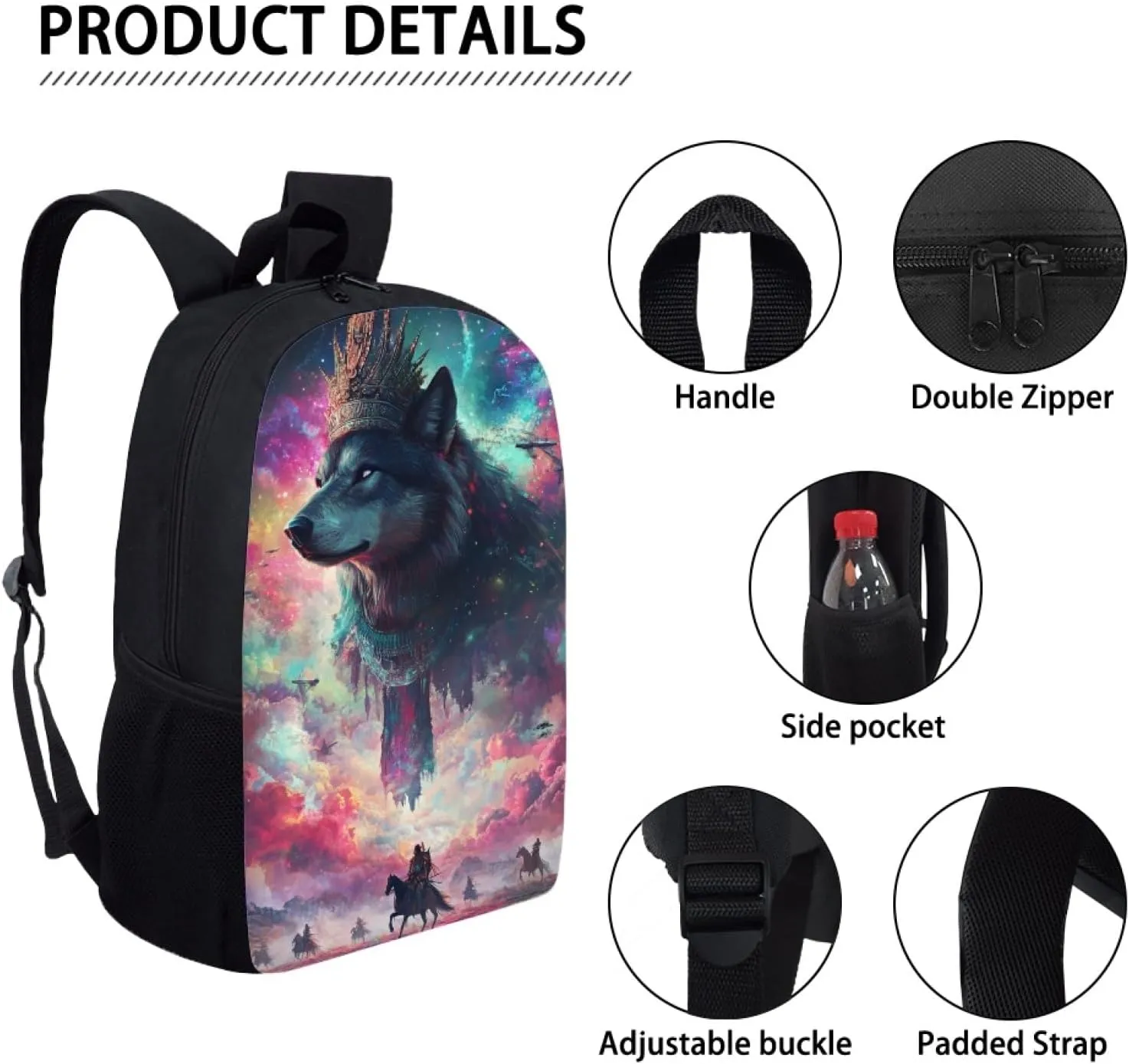 Hawapod Indian Wolf Bookbag For Preschool Youth Cartoon 3D Printed Large Capacity School Boys School Backpack
