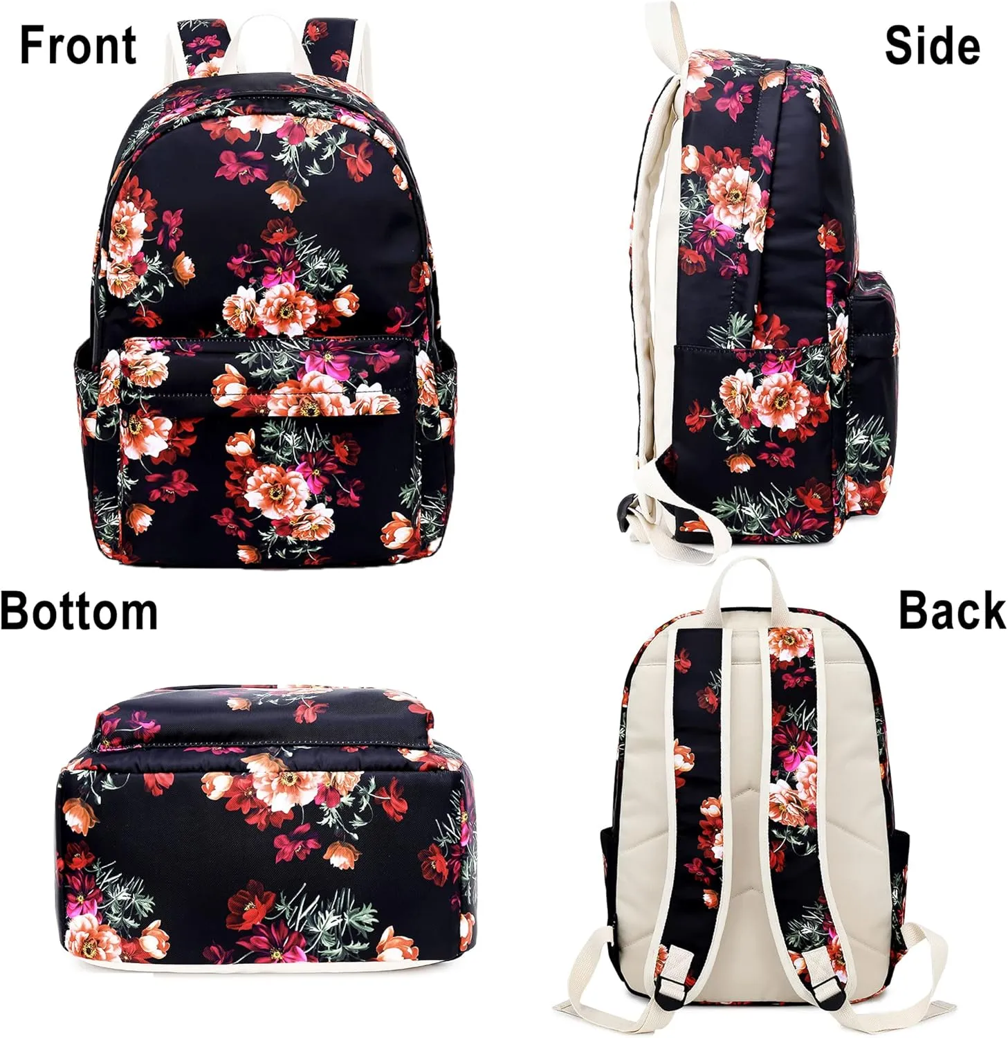 Joyfulife Girls Backpacks Kids Bookbags Teen Backpacks for School Student Backpack with Lunch Box Pencil Bags 3 in 1