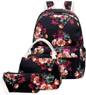Joyfulife Girls Backpacks Kids Bookbags Teen Backpacks for School Student Backpack with Lunch Box Pencil Bags 3 in 1
