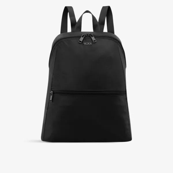 Just In Case Nylon Double Zip Backpack with Tumi Logo, Black